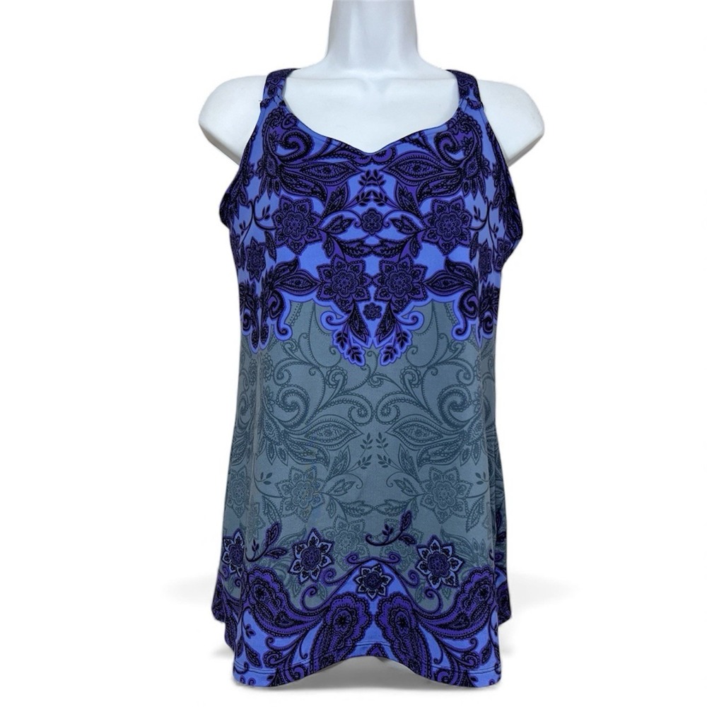 Athleta Purple Paisley Racerback Tank Top M Built In Bra Yoga Activewear‎ Boho